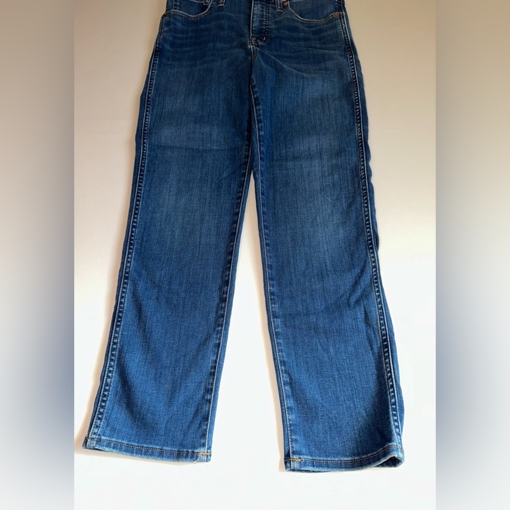 Madewell Stovepipe Jeans Blue High Rise Straight Leg Size 27 Stretch - Picture 2 of 11